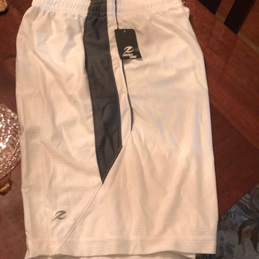 Energy zone white small shorts with gray trim